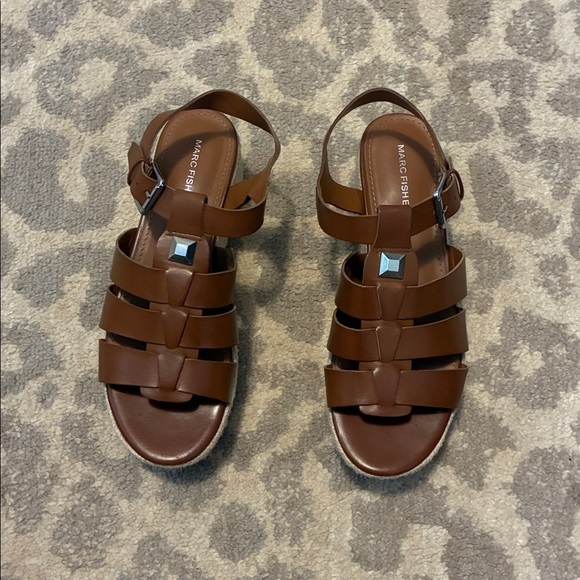 Marc Fisher Joven Leather Espadrille Wedges 8 - Picture 3 of 5